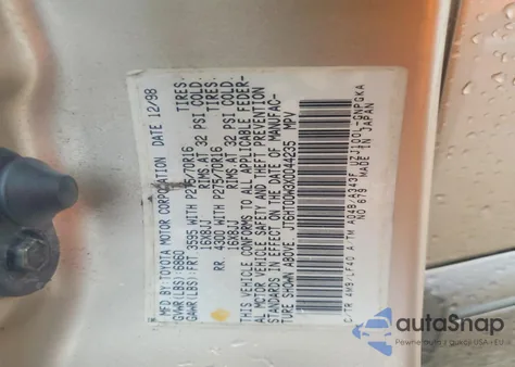 1999 Lexus Lx 470 from USA, damaged, VIN JT6HT00W3X0044235